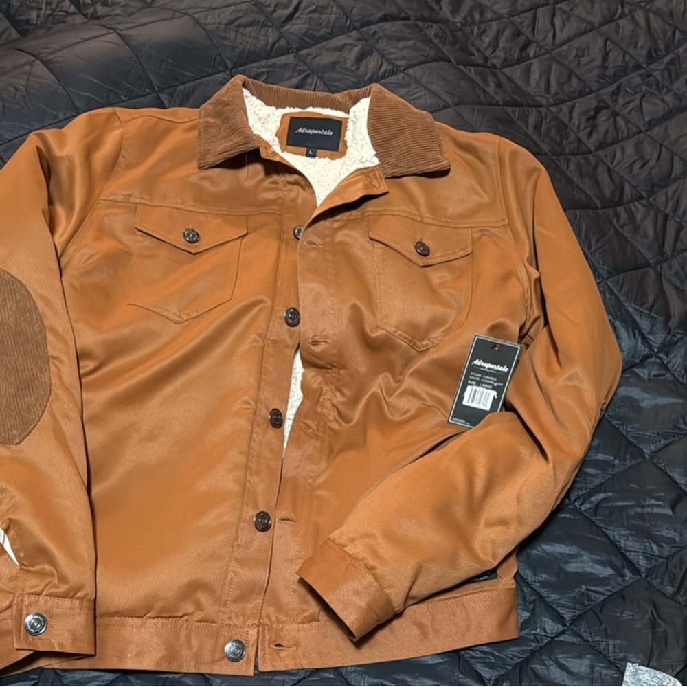 Aeropostale Tan Men's Jacket Sherpa lined coat corduroy